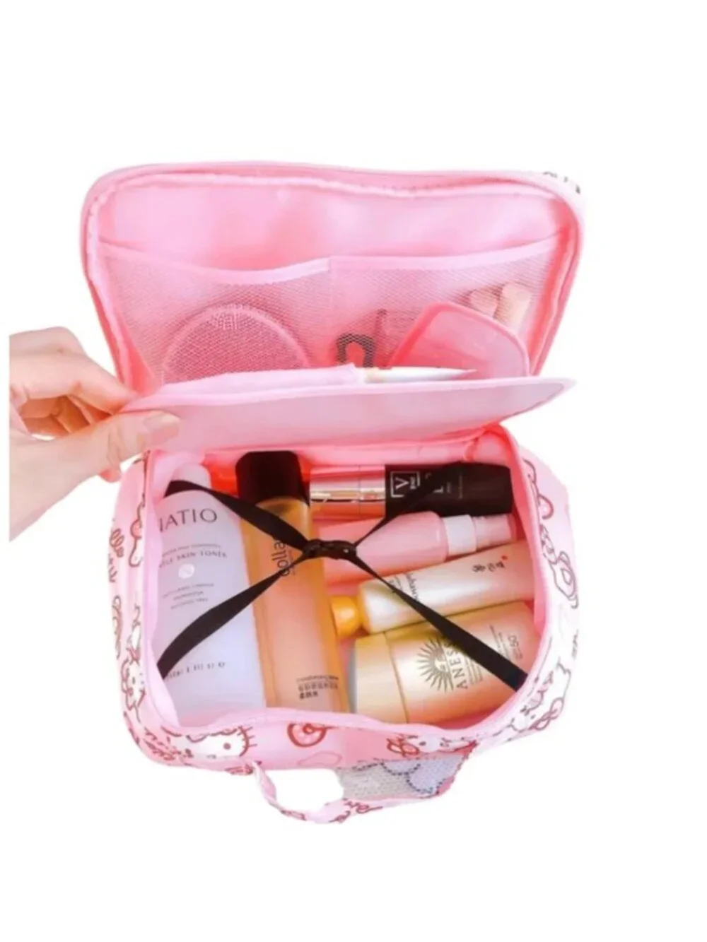 Hello Kitty Pink Waterproof Cosmetic Bag – Kawaii Travel Makeup Organizer